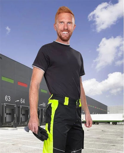 Panaloni de lucru negru cu galben Hi-Vis