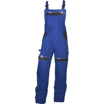 Pantaloni de salopeta cu pieptar albastru cu elemente reflectorizante