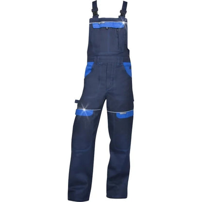 Pantaloni de lucru barbati cu bretele bleumarin cu elemente albastre