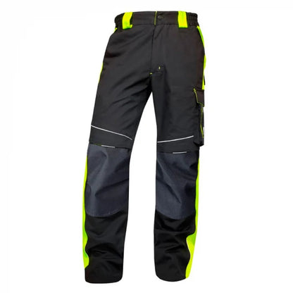 Pantaloni de lucru gri inchis si galben neon