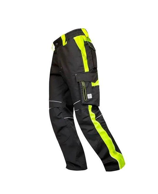 Pantaloni de lucru in talie negru cu galben 