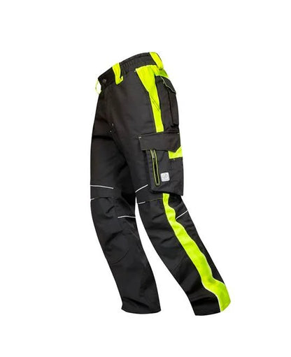 Pantaloni de lucru in talie negru cu galben 