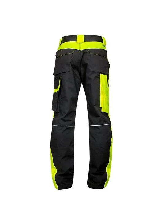 Panaloni de salopeta negru cu galben fluorescent